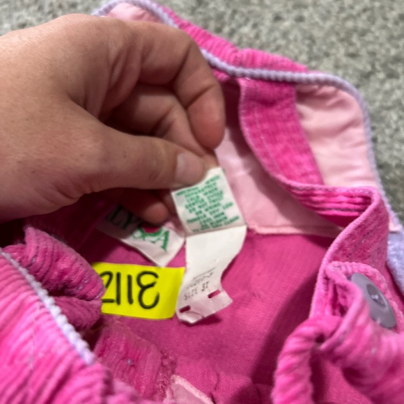 Vintage corduroy overalls girls 3T pink purple jumper romper USA girly 90s - Picture 10 of 16